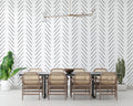 Herringbone Stroke Wallpaper : Black Line Minimalist Pattern
