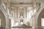 Palace Hall Wallpaper : Classical Marble Columns and Statue Mural - flat design