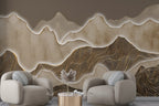Gold Line Mountains Wallpaper : 3D Taupe Ridge Mural