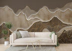Gold Line Mountains Wallpaper : 3D Taupe Ridge Mural - View 2