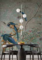 Blue Bird Chinoiserie Wallpaper : Vintage Branches and Blossoms Mural - View 4