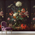 Dutch Floral Still Life Wallpaper : Dark Vase Bouquet Mural