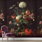 Dutch Floral Still Life Wallpaper : Dark Vase Bouquet Mural
