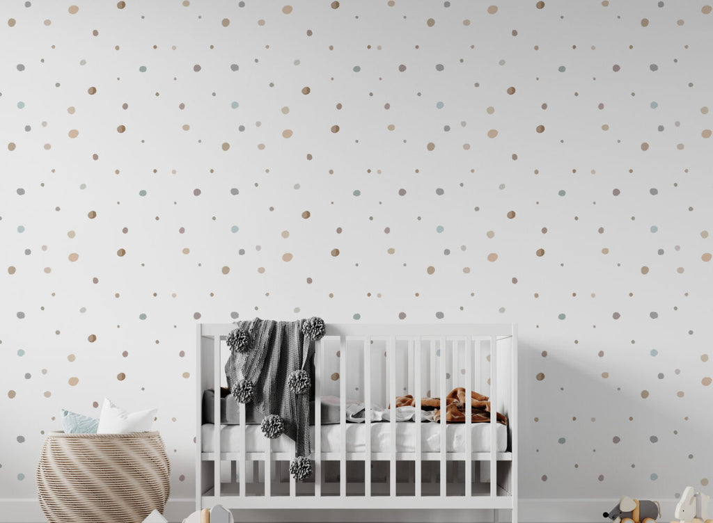 Polka Dot Wallpaper : Soft Brown Confetti Dots Mural