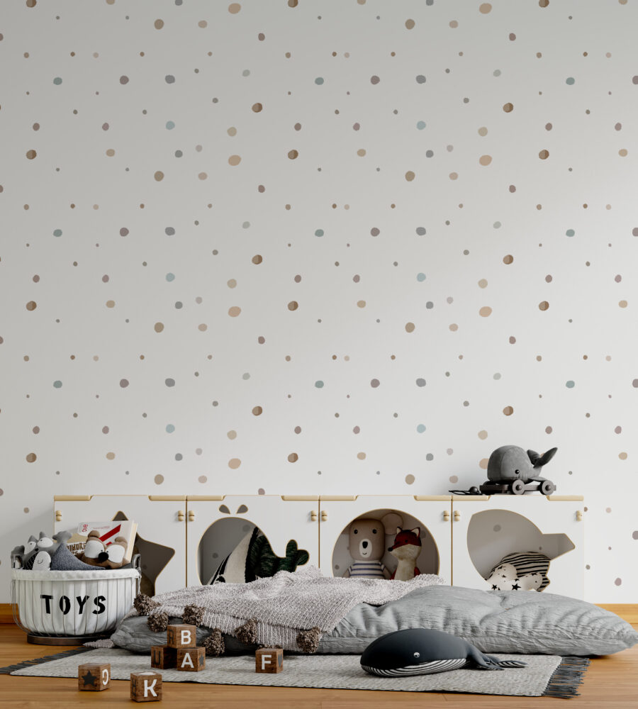 Polka Dot Wallpaper : Soft Brown Confetti Dots Mural - View 3