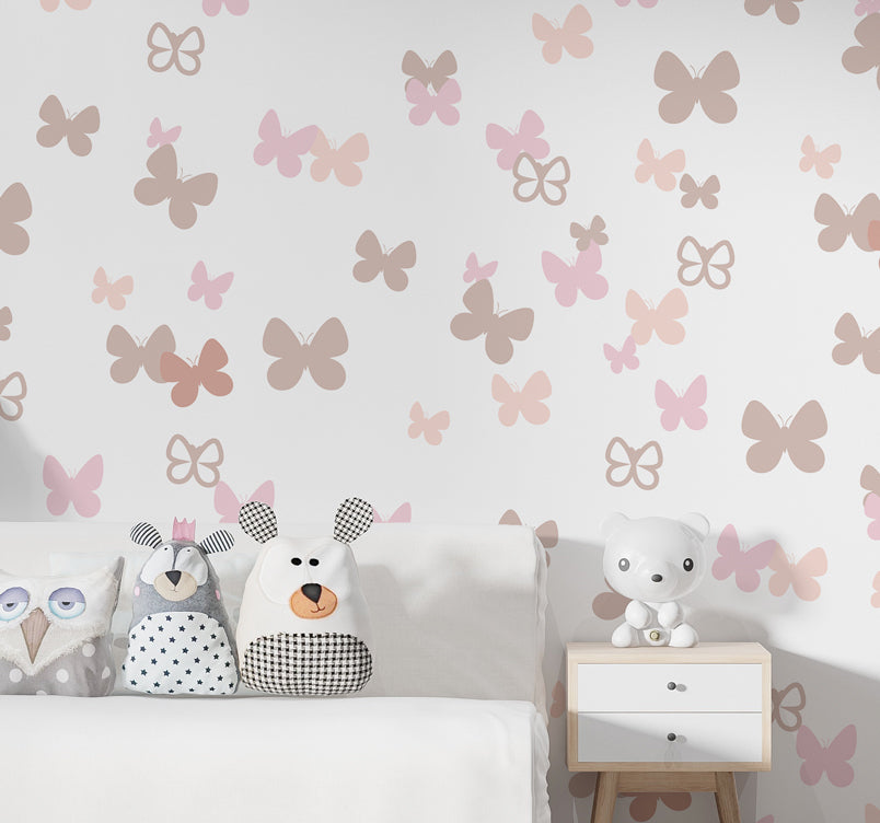 Pink Butterfly Wallpaper : Kids Pastel Butterflies Pattern