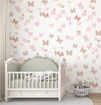 Pink Butterfly Wallpaper : Kids Pastel Butterflies Pattern - View 3