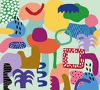 Colourful Abstract Shapes Wallpaper : Playful Kids Collage Mural - flat design