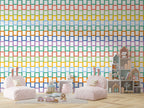 Rainbow Greek Key Wallpaper : Pastel Lattice Pattern Mural - View 3