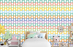 Rainbow Greek Key Wallpaper : Pastel Lattice Pattern Mural