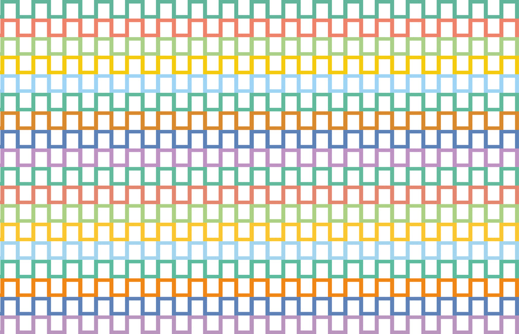 Rainbow Greek Key Wallpaper : Pastel Lattice Pattern Mural - flat design