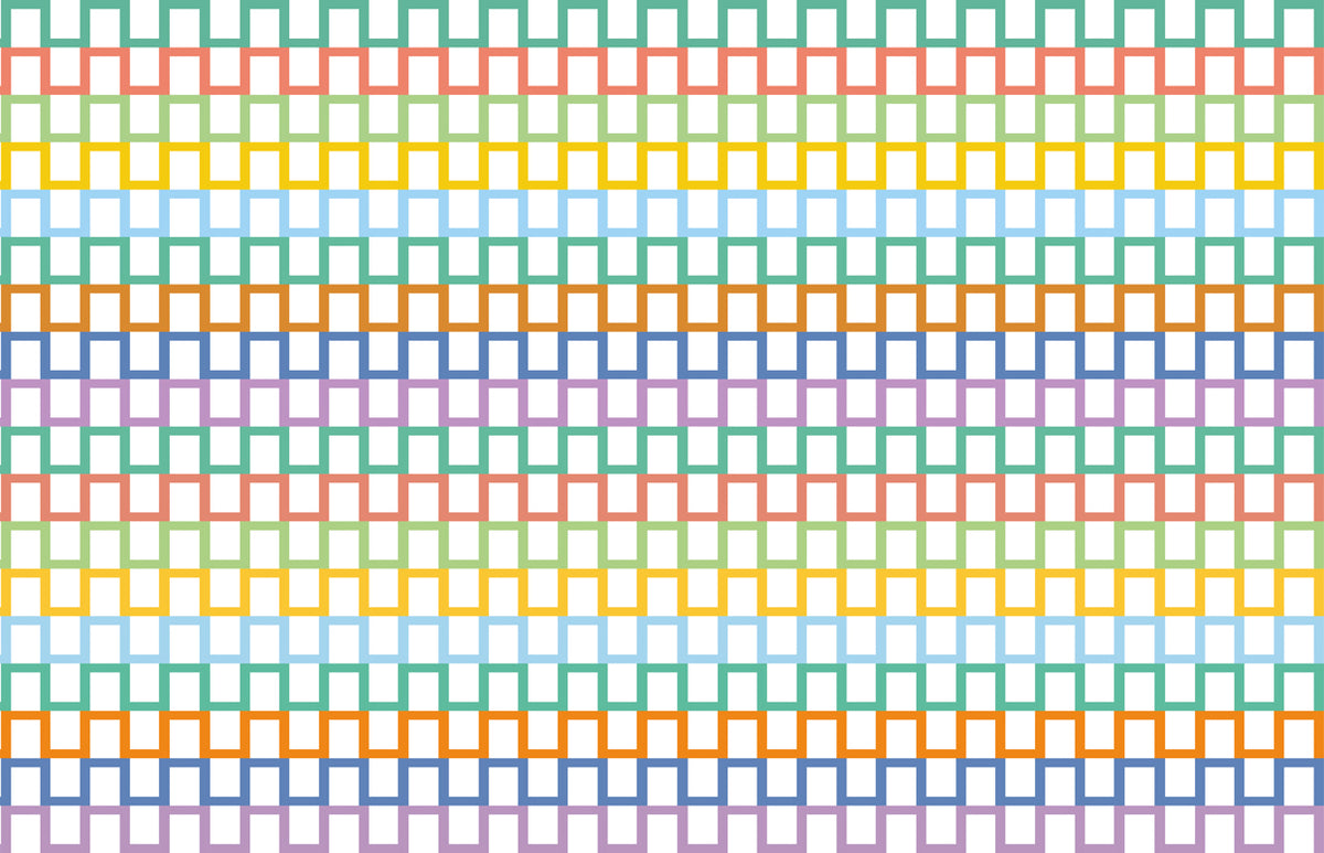 Rainbow Greek Key Wallpaper : Pastel Lattice Pattern Mural - flat design