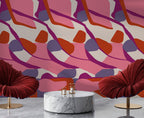 Pink Abstract Shapes Wallpaper : Bold Magenta Swirl Mural - View 2