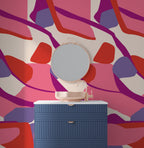 Pink Abstract Shapes Wallpaper : Bold Magenta Swirl Mural