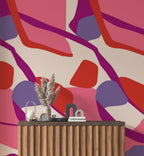 Pink Abstract Shapes Wallpaper : Bold Magenta Swirl Mural - View 3