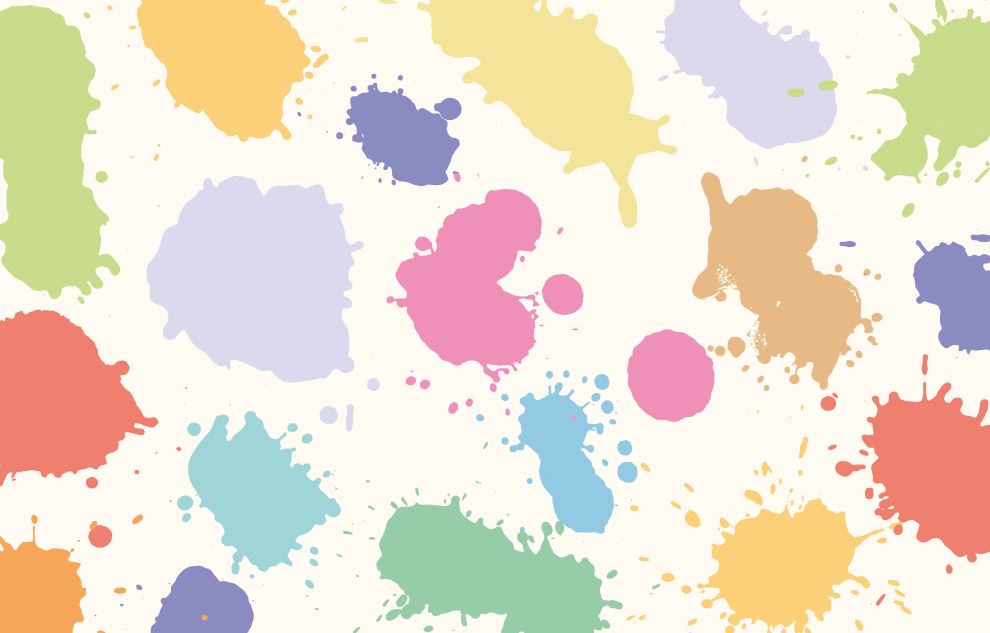 Paint Splash Wallpaper : Pastel Splatter Kids Mural - flat design