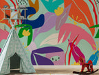 Tropical Pop Floral Wallpaper : Bright Abstract Leaves Mural - View 2