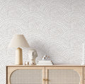 Grey Dash Scallop Wallpaper : Minimal Textured Arc Pattern