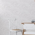 Grey Dash Scallop Wallpaper : Minimal Textured Arc Pattern - View 3