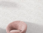 Grey Dash Scallop Wallpaper : Minimal Textured Arc Pattern - View 2