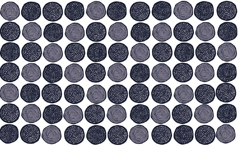 Navy Boho Circles Wallpaper : Dotted Ring Pattern - flat design
