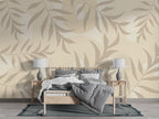 Beige Leaves Wallpaper : Soft Arch Botanical Pattern - View 2