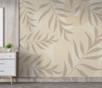 Beige Leaves Wallpaper : Soft Arch Botanical Pattern - View 3