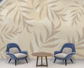 Beige Leaves Wallpaper : Soft Arch Botanical Pattern