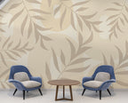 Beige Leaves Wallpaper : Soft Arch Botanical Pattern