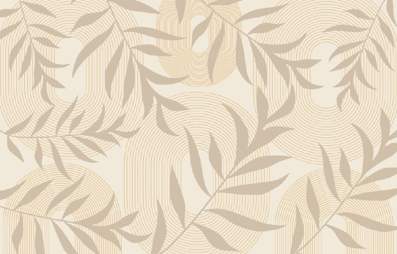 Beige Leaves Wallpaper : Soft Arch Botanical Pattern - flat design