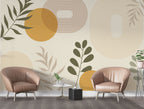 Boho Olive Leaves Wallpaper : Mustard Arches and Sprigs Mural
