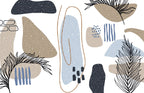 Abstract Terrazzo Shapes Wallpaper : Palm Fronds and Blobs Mural - flat design