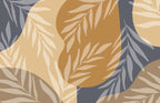 Mustard Boho Leaves Wallpaper : Slate and Ochre Fronds Mural - flat design