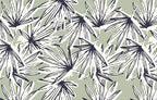 Navy and Sage Palm Wallpaper : Tropical Frond Sketch Pattern - flat design