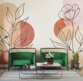 Soft Line Flower Wallpaper : Terracotta Sun Botanical Mural