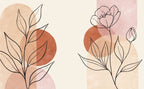 Soft Line Flower Wallpaper : Terracotta Sun Botanical Mural - View 2