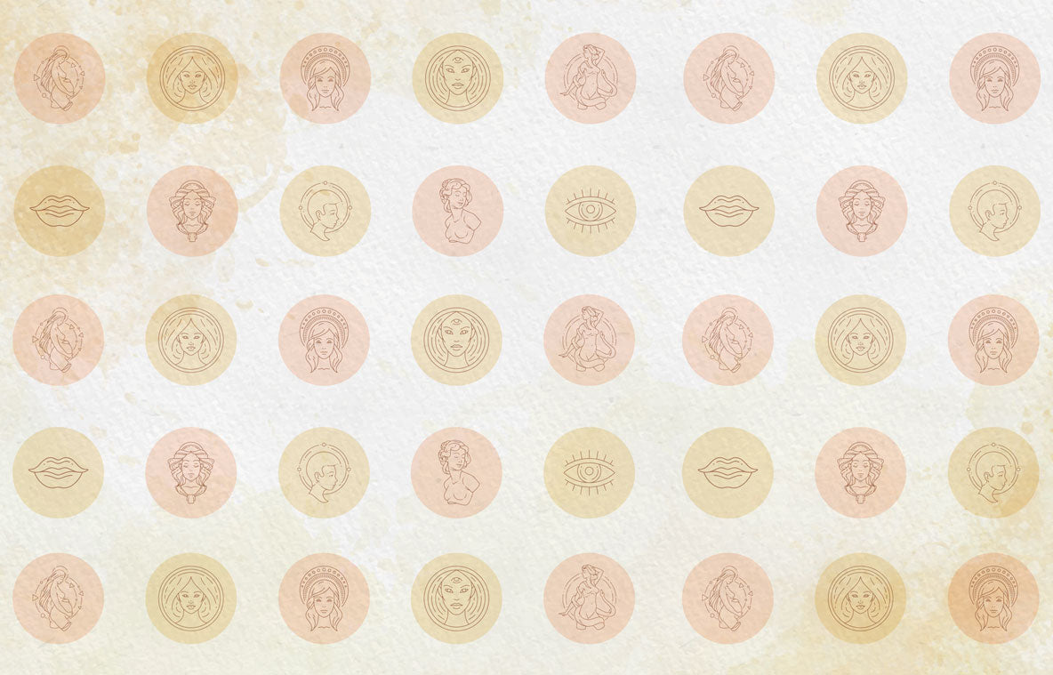 Woman Line Art Circles Wallpaper : Soft Textured Portrait Pattern - flat design