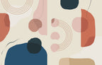 Terracotta Abstract Arches Wallpaper : Blush and Navy Shapes Mural - flat design