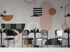 Blush Mid-Century Geometric Wallpaper : Arches and Circles Mural - View 3