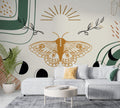 Boho Moth Wallpaper : Moon Phases and Geometric Mural