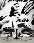 Black Brush Strokes Wallpaper : Abstract Ink Pattern