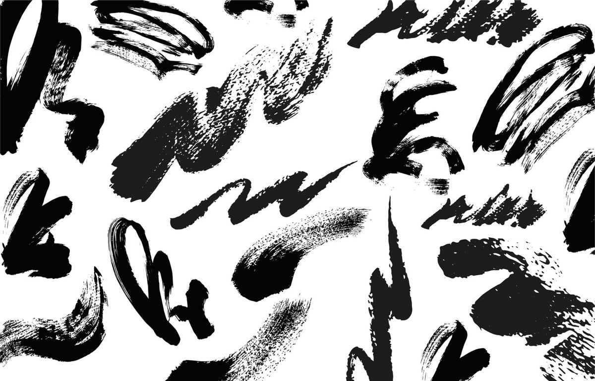 Black Brush Strokes Wallpaper : Abstract Ink Pattern - flat design