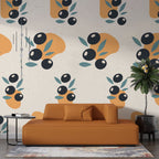 Olive Branch Wallpaper : Black Olives and Orange Pattern - View 2