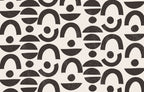 Black Mid-Century Shapes Wallpaper : Arches and Half Moons Pattern - flat design