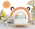 Smiling Sun Rainbow Wallpaper : Boho Nursery Mural - View 2