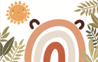 Smiling Sun Rainbow Wallpaper : Boho Nursery Mural - flat design