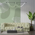 Sage Ginkgo Wallpaper : Line Art Ginkgo Leaves Mural - View 2
