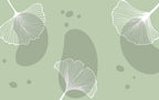 Sage Ginkgo Wallpaper : Line Art Ginkgo Leaves Mural - flat design