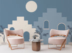 Mediterranean Arches Wallpaper : Blue Sky and Palms Mural - View 2