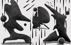 Black Abstract Figures Wallpaper : Textured Silhouettes Mural - flat design